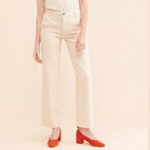 Just Black Denim Cargo Pocket Wide Leg Jeans in Ivory - Size 25